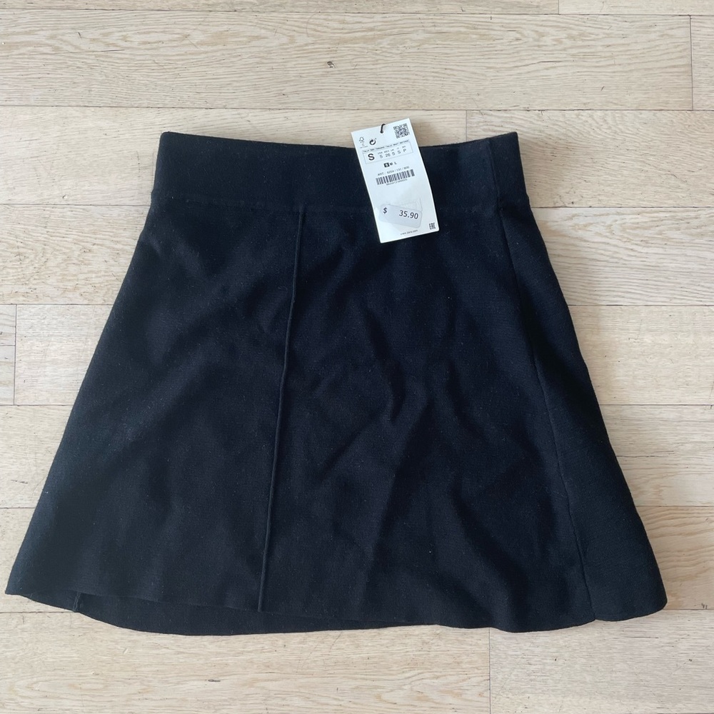 Zara black sweater knit circle skirt